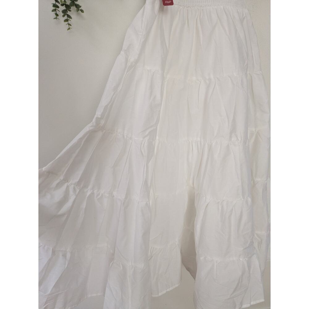 Petal & Pup White Smocked Midi Dress Puff Sleeve Tiered A-Line Sun Dress NWT - Picture 3 of 9